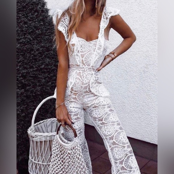 Seven Wonder White Lace Vici Jumpsuit US 4 - Picture 2 of 6